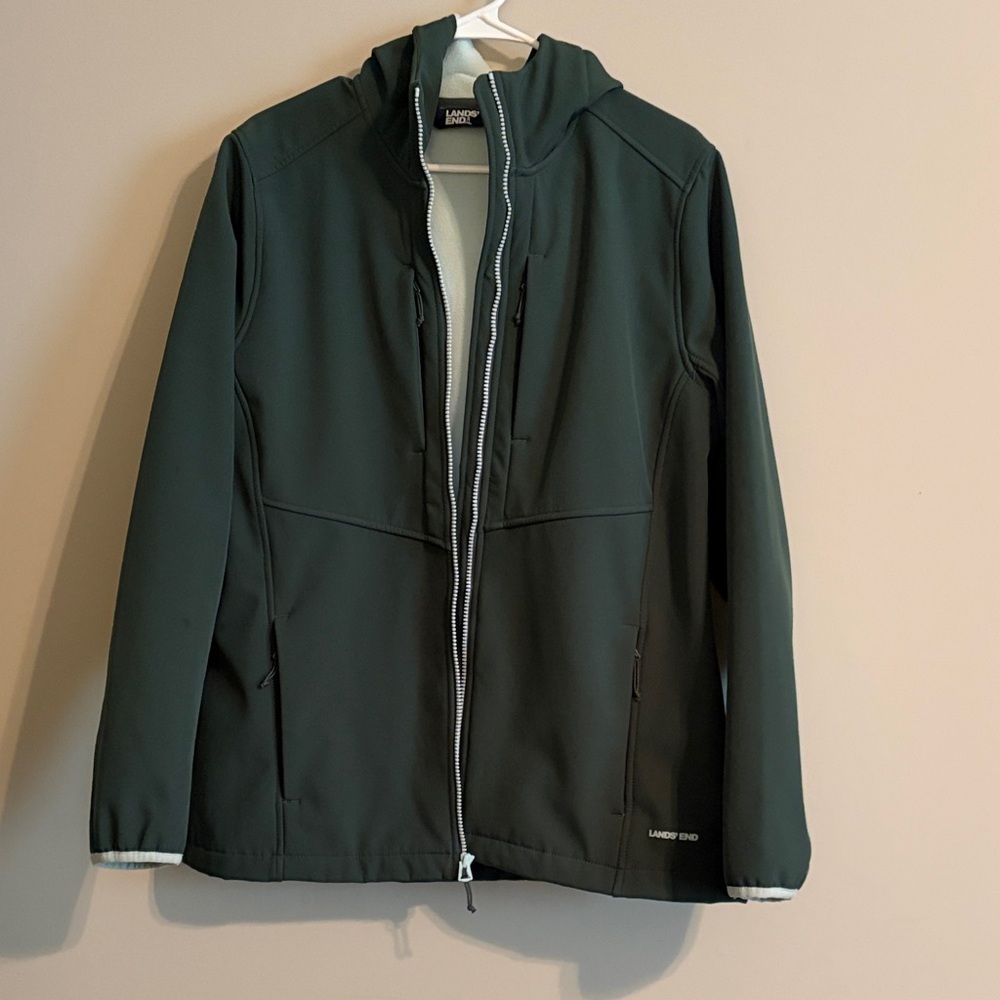 Lands' End Dark Green Windbreaker with pockets